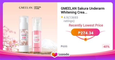 GMEELAN Sakura Underarm Whitening Cream Glutathione 30g 5X Ceramide