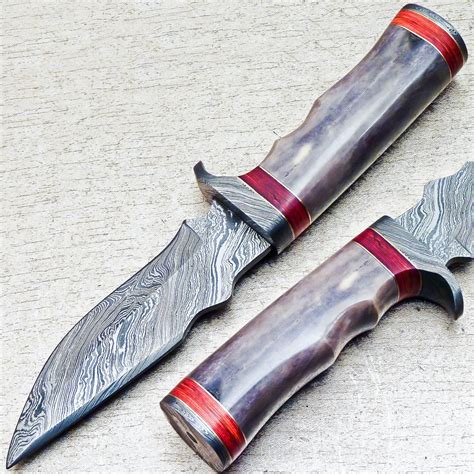 10 Inch Handmade Damascus Steel Hunting Blade Knife Stained Etsy