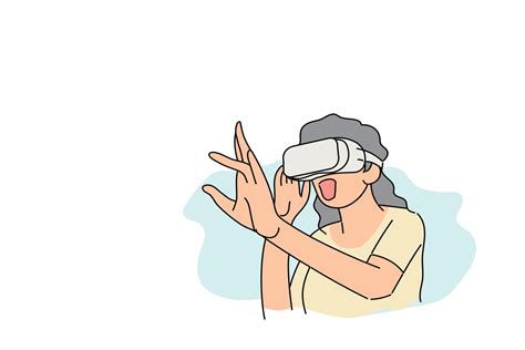 Young woman entertained using VR simulator. Flat vector illustration ...