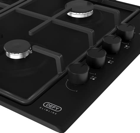 Dhg132 Defy 60cm Slimline Gas Hob Black Glass Furn Zone