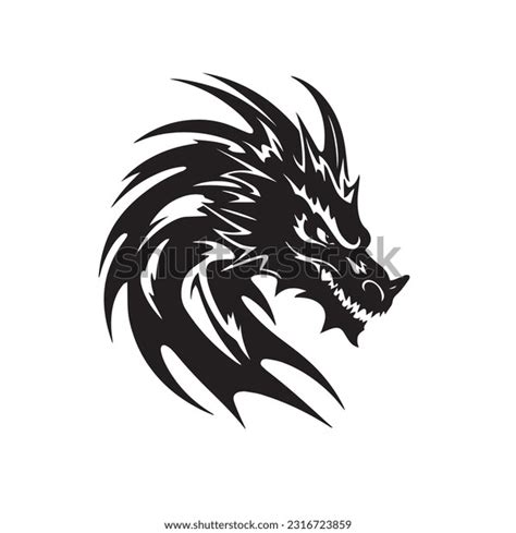 Dragon Black White Silhouette Illustration Stock Vector (Royalty Free ...