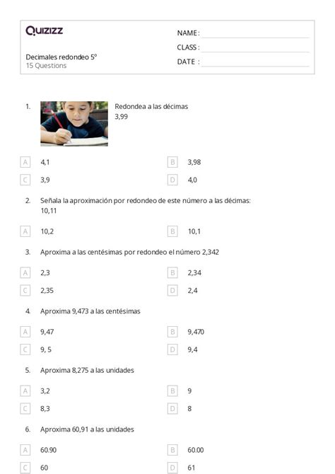 50+ Redondeo de decimales hojas de trabajo en Quizizz | Gratis e imprimible