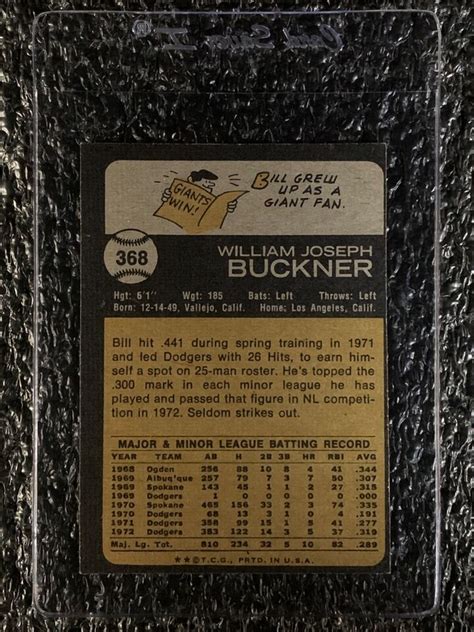 1973 Topps Baseball 368 Bill Buckner EX EBay