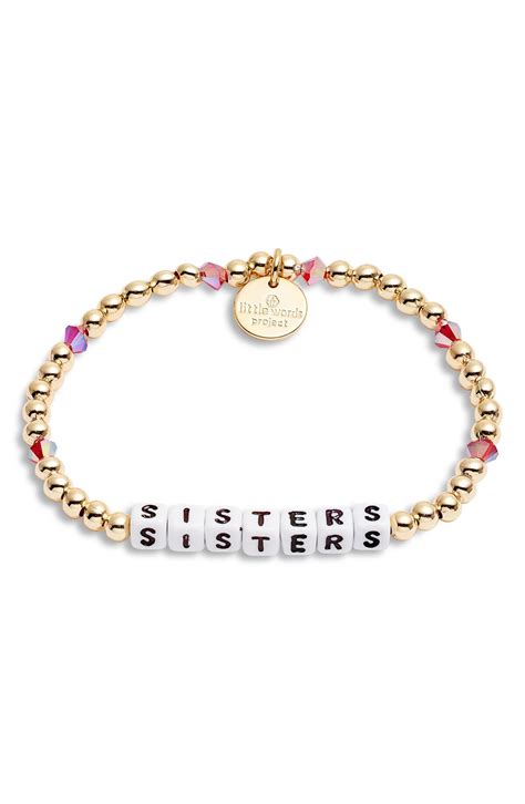Little Words Project Sisters Beaded Stretch Bracelet - Gold/ White