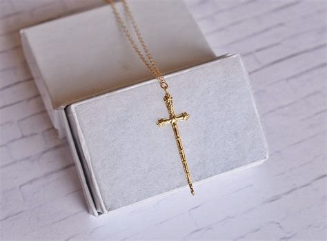 Dainty Sword Necklace Gold Dagger Cross Pendant 14k Gold - Etsy Canada