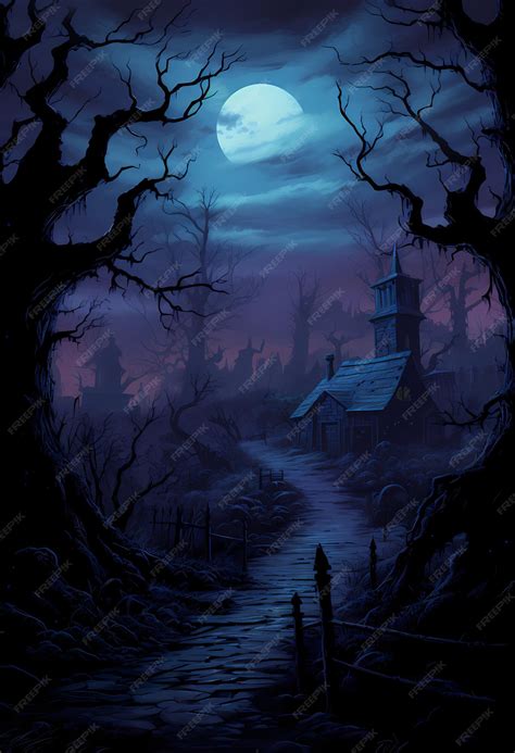 Premium AI Image | haunted house night background