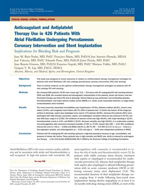 Pdf Anticoagulant And Antiplatelet Therapy Use In Patients With