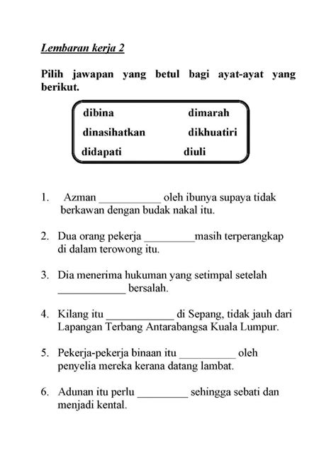 Pilih Imbuhan Yang Sesuai Untuk Ayat Ayat Berikut Worksheet Artofit