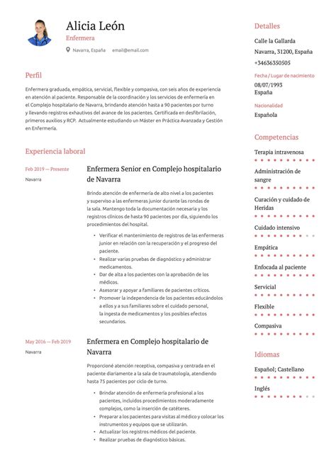 Curr Culum Para Enfermera Plantillas Crea Tu Cv Gratis