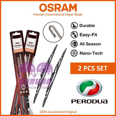 Osram Premier Conventional Wiper Blade Set For Perodua Alza Axia Kancil