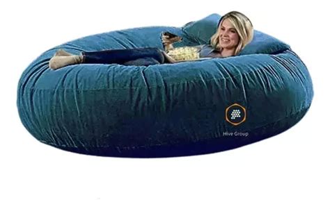 Puff Cama Gigante Redondo Suede X Enchimento Sala Escorrega