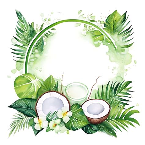 Premium Photo | Watercolor of Tropical Leaf Pattern Frame With Es ...