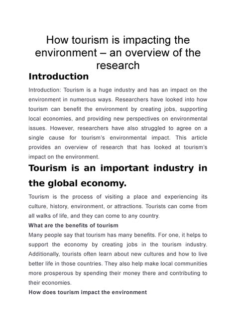 How tourism is impacting the environment – an overview of the research