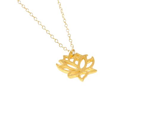 Lotus Necklace Gold Lotus Flower Yoga Necklace Blooming Etsy