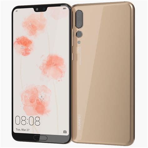 Huawei P20 Pro Pink Gold 3d Model 39 3ds Fbx Max Obj Free3d