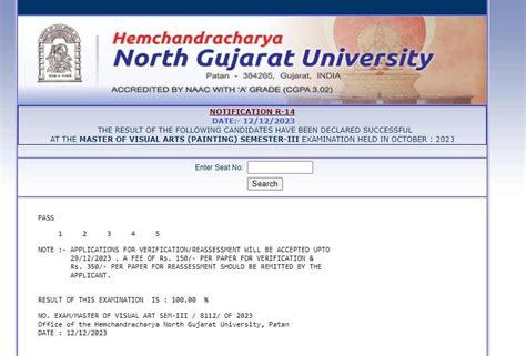 Hngu Result Declared Semester Exams How To Check Schedule