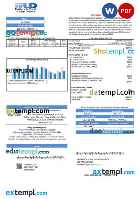 Usa Florida Fpl Electricity Utility Bill Word And Pdf Formats Version