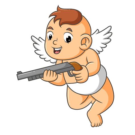 Premium Vector The Cool Cupid Is Holding A Gun Of Illustration