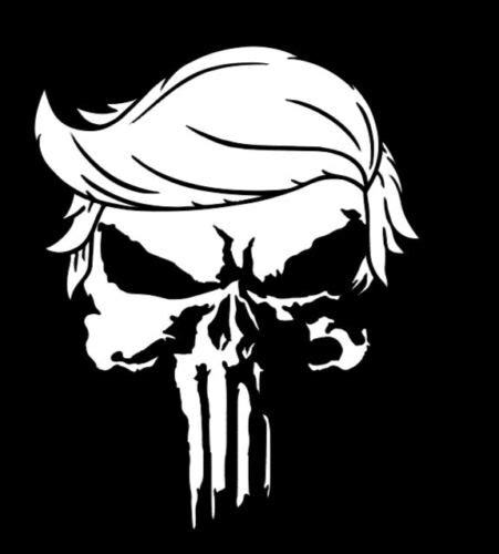 Trump Punisher Skull Hair Sticker Maga Deplorable Punishair Vinyl