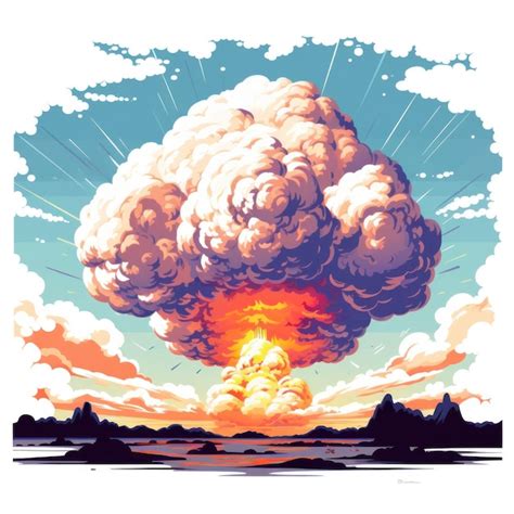 Premium Vector | Atomic Nuclear Mushroom Cloud Explosion