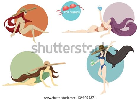 Set Vector Sexy Girl Bikini Swimsuitset Stock Vector Royalty Free 1399095371 Shutterstock