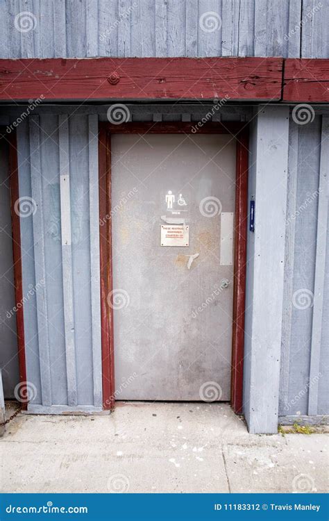 restroom door stock photo image  rustic frame home