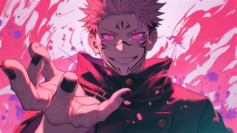 Jujutsu Kaisen Sukuna Pink Desktop Wallpaper Jjk Wallpaper 4k