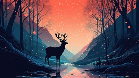 Deer Shadow Art 4K wallpaper download