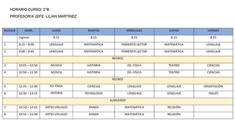 Horarios Colegio Campus