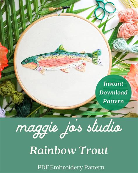 Rainbow Trout Embroidery Pattern Digital Download Pattern Etsy