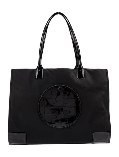 Tory Burch Patent Leather Trimmed Tote Black Totes Handbags Wto574983 The Realreal