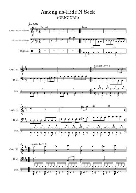 Among Us Hide N Seek Sheet Music For Guitar Bass Guitar Drum Group