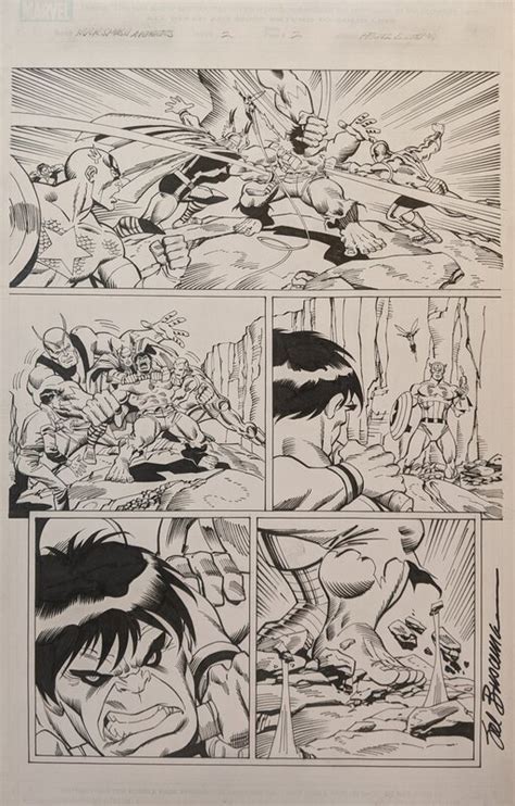 Ron Frenz Sal Buscema Hulk Smash Avengers Page 2 Planche Originale