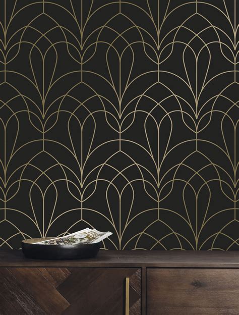 Golden Lines Wallpaper Black Gold 2 Trake Sorum Design