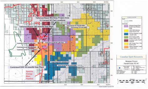 Natural Gas Post Montney Shale Land Map