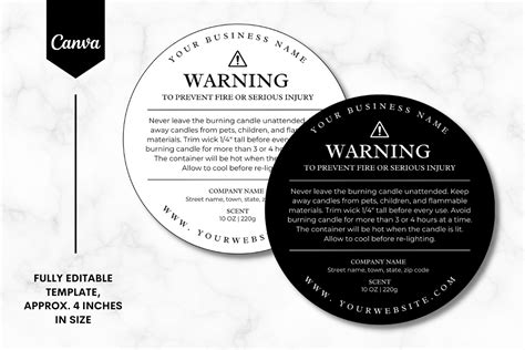 Custom Candle Warning Label Template 3 Graphic By Sundiva Design