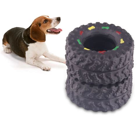 Rubber Tire Dog Toys Squeaky Pet Toy Puppy Playing Training Interaction