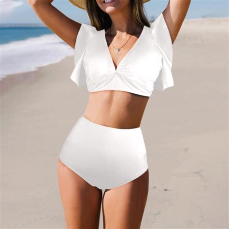 Women S Ruffle Sleeve Bikini Swimsuit Model S