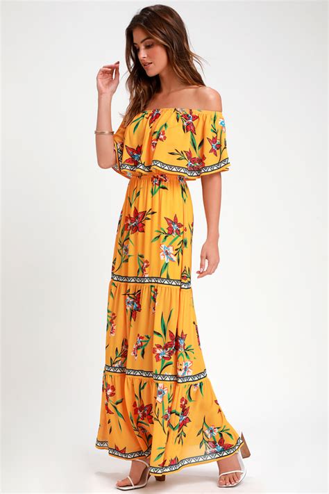 Cute Yellow Maxi Dress Floral Print Maxi Dress Ots Maxi Dress Lulus