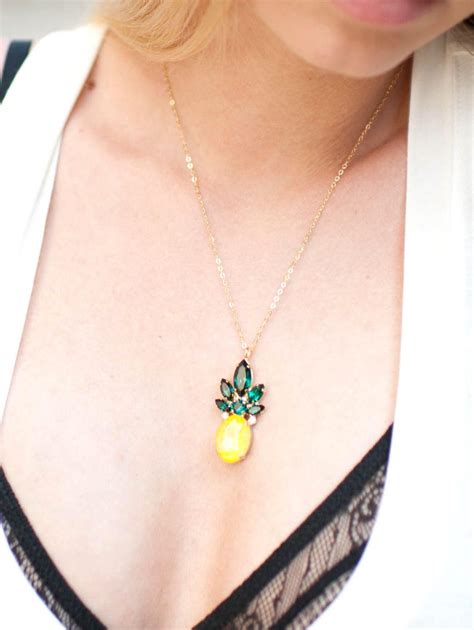 Pineapple Necklace Pineapple Gold Necklace Tropical Wedding Etsy