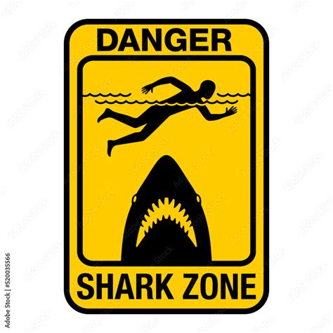 Danger Shark Zone Sign As Popular Horror Poster Stock Vektorgrafik