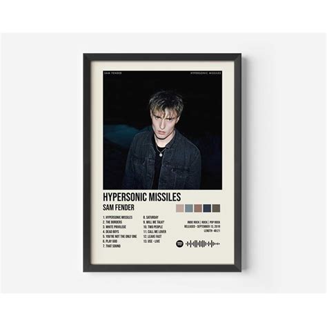 Sam Fender Poster Hypersonic Missiles Album Sam Fender Inspire Uplift