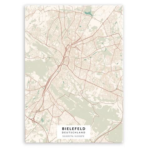 Plakat Metalowy Mapa Vintage Bielefeld L Murrano