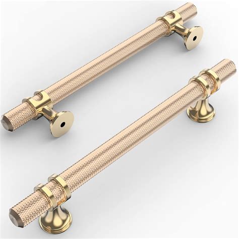 Amerdeco Pack Knurled Gold Cabinet Pulls Inch Hole Center Brushed