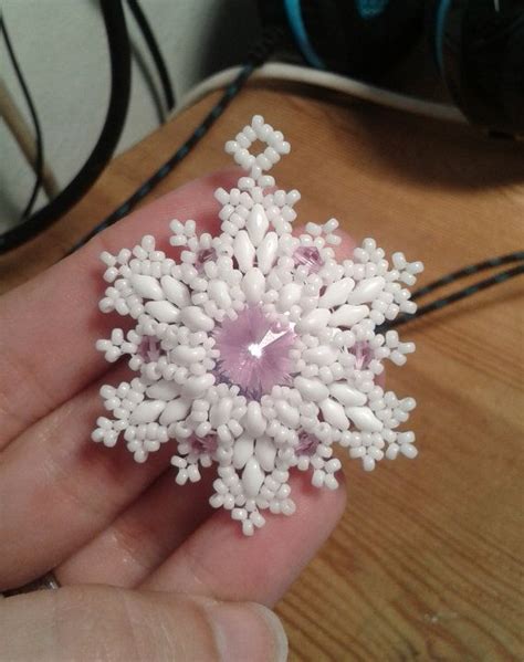 Snowflake Pendant Superduo Beading Pattern Beading Tutorial Beaded