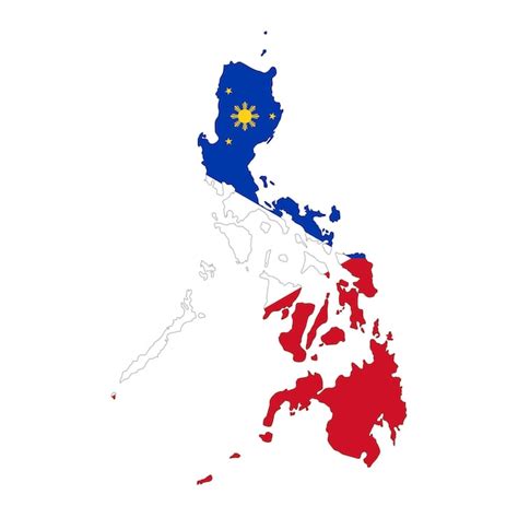 Filipinas Mapa Silueta Con Bandera Aislado Sobre Fondo Blanco Vector