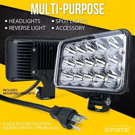 2 Faros Led 45w 4x6 4656 4651 Led Luz Alta Baja Jeep Pick Up Envío gratis