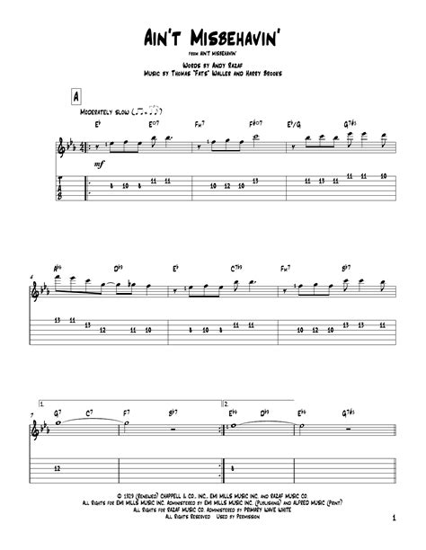 Aint Misbehavin By Thomas Fats Waller Sheet Music For Solo Guitar