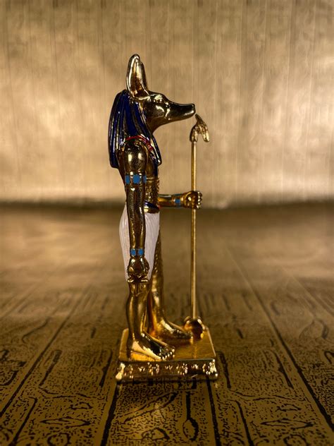 Vintage Gold Anubis Mini Statue Egyptian God Anpu Solid Etsy