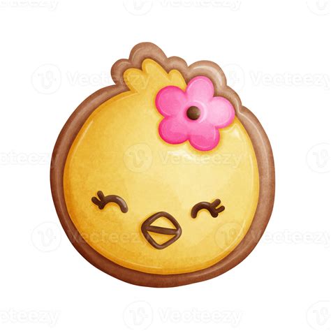 Easter Chick Cookie Clip Art Hand Drawn Cute Chick Cookie Dessert Easter Chick Idea Cute